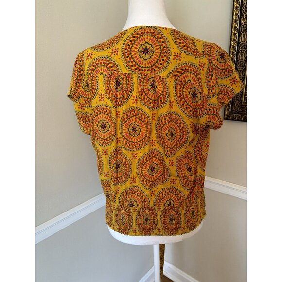 Maeve Yellow and Red Patterned Blouse - Picture 6 of 10